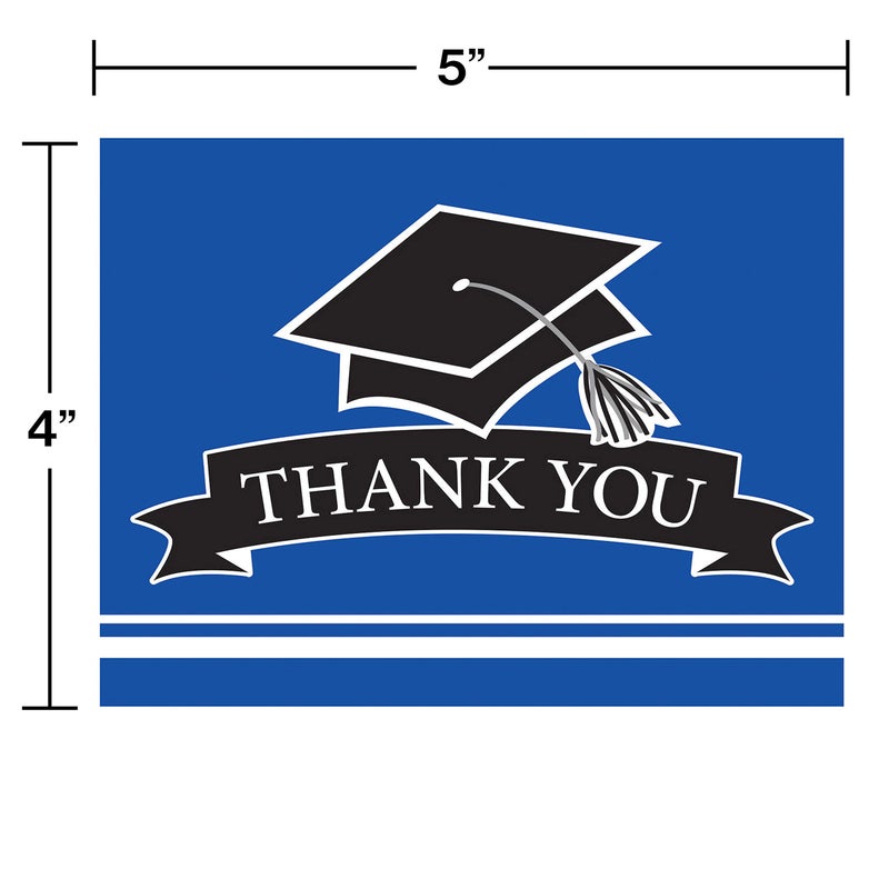 Creative Converting 320056 School Spirit Blue Thank You Notes - Image 2